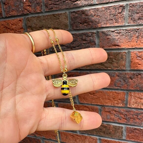 Bumble Bee 18K Gold Stainless Steel Waterproof Necklace - Picture 12 of 15